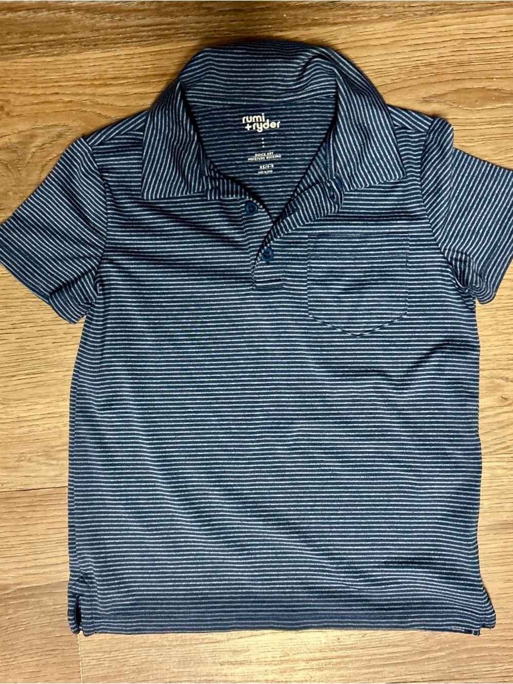 Boys Navy Striped Polo Shirt